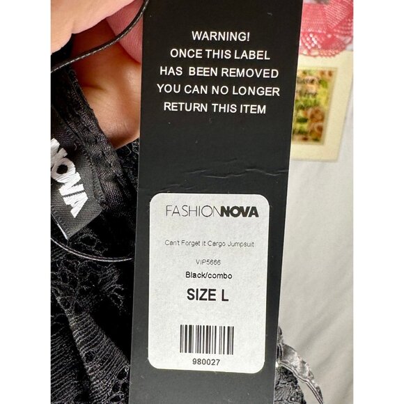 NWT Fashion Nova Lace and Cargo Jumpsuit Large - Picture 9 of 9